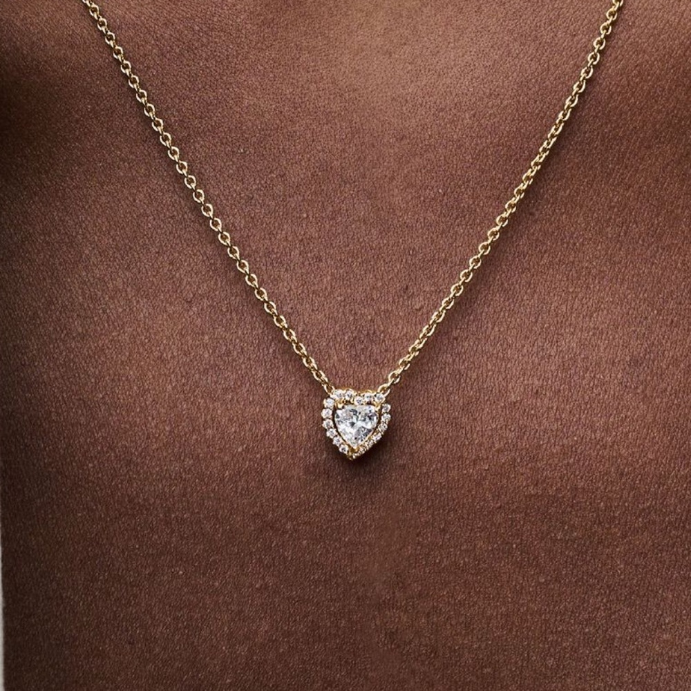 Pandora Sparkling Heart Collier Necklace 14k rose
gold plating